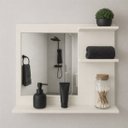 Ver imagem 6 de Móvel Multiuso MDF com Espelho p/ Banheiro Moderno Off White