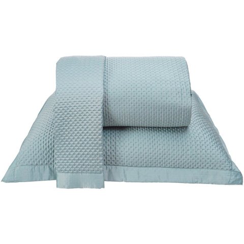 Kit Colcha Casal Satinatta Cetim 100% Póliéster 220x240cm Tessi Azul Lago