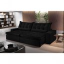 Ver imagem 1 de Sofá Montebello Retrátil e Reclinável 250cm com Pillow e Molas Ensacadas - Preto