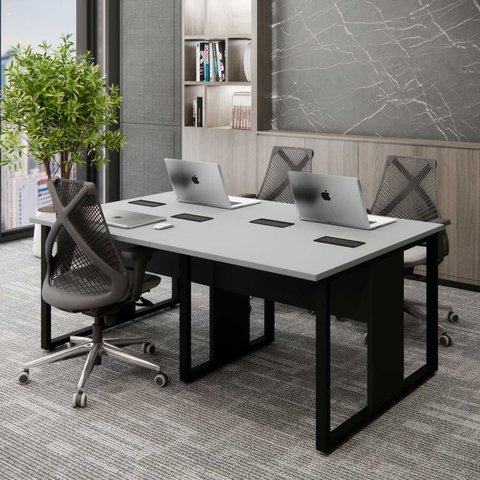 Plataforma de Trabalho 4 Lugares 1,80m X 1,20m Pé Metal F5 Cor:cinza Sagrado com Preto