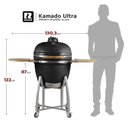 Ver imagem 2 de Churrasqueira Kamado Ultra da Rasco Preto C/ Grelha Aço Inox, Suporte e Mesas. Serve até 20