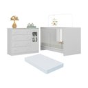 Ver imagem 1 de Berço 3 em 1 com Colchão Incluso e Cômoda 1 Porta 4 Gavetas Brisa Multimóveis Mp4751 Branco