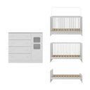 Ver mais imagens de Berço 3 em 1 com Colchão Incluso e Cômoda 1 Porta 4 Gavetas Brisa Multimóveis Mp4751 Branco