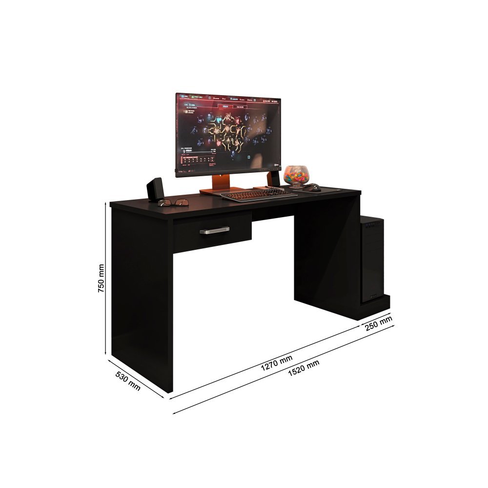 Mesa Gamer Escrivaninha para Computador Drx 9000 Quarto - Preto - 6