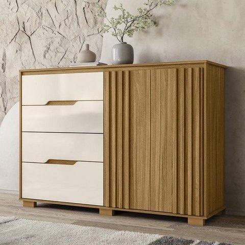 Cômoda 08 Gavetas Georgia Freijó Off White Moval