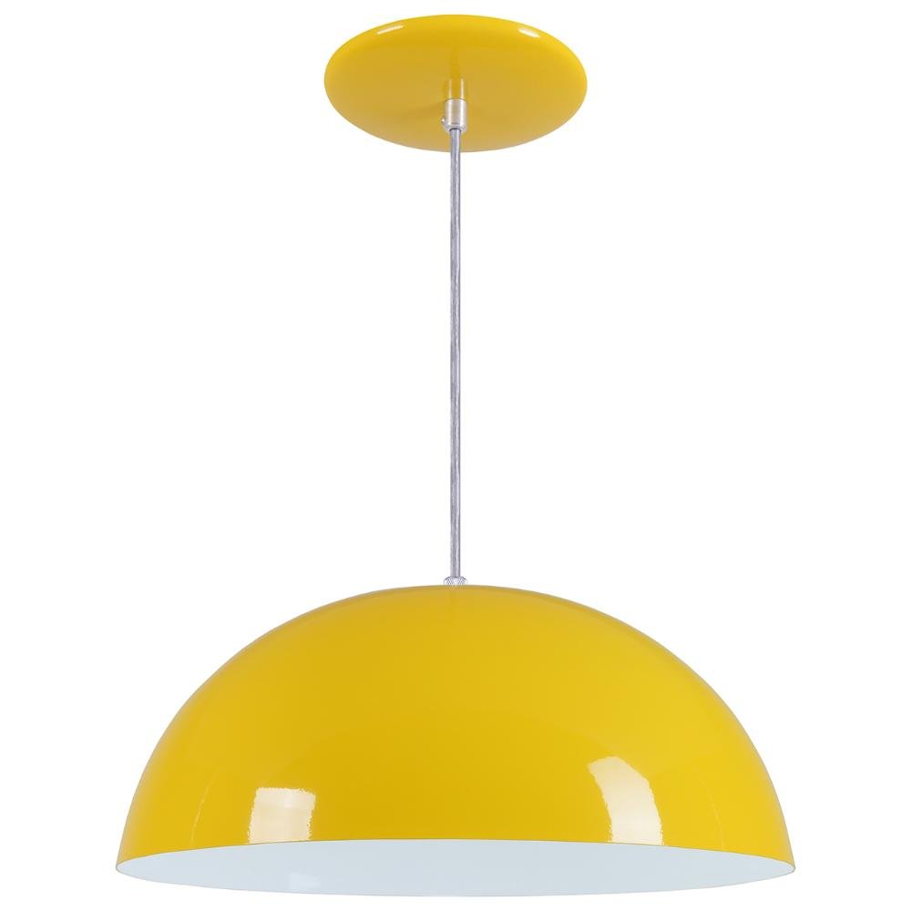 Pendente Meia Lua 34cm Luminária Alumínio Amarelo