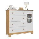 Ver imagem 1 de Cômoda Infantil 95cm 1 Porta com Vidro e 4 Gavetas Luna Multimóveis Mp4414 Madeirado/branco