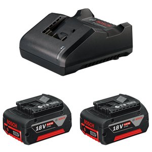 Kit Bosch Com 2 Baterias de Lítio GBA18V + Carregador Bivolt 18V - 1600A019CJ:PRETA/Único