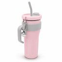 Ver imagem 1 de Copo Térmico 1100ml Ms-982 com Canudo de Inox com Alça Isolamento Térmico com Tampa 2 Funções:Rosa C