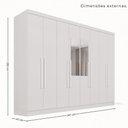 Ver imagem 4 de Guarda Roupa Casal Crsal-Grp 8 Portas de Bater 4 Gavetas MDP com Espelho Branco Multimóveis 241cm