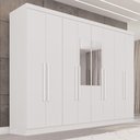Ver imagem 1 de Guarda Roupa Casal Crsal-Grp 8 Portas de Bater 4 Gavetas MDP com Espelho Branco Multimóveis 241cm