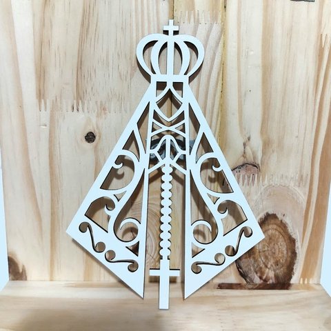 Kit 5 Nossa Senhora Aparecida - Mdf - Branco - Imagem Decorativo - 10x6,9cm