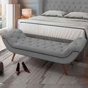 Ver imagem 3 de Kit Cabeceira Cama Box Queen 160 Cm Madrid com Puff Recamier Santorini Bouclê Cinza - Lyam Decor