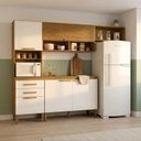 Ver imagem 1 de Cozinha Compacta 4 Peças 5 Portas 2 Gavetas com Torre para Forno Nichos e Tampo 256,4x196,2x38,1cm