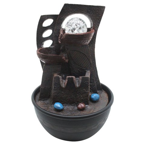 Fonte De Água Decorativa Cascata 2 Quedas Luz De Led Bivolt