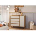 Ver imagem 4 de Cômoda Infantil Théo Peroba Off White C/ Amêndoa em 100% Mdf