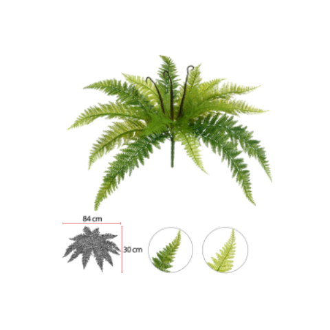 Folhagem Artificial Samambaia C/print Verde 54cm