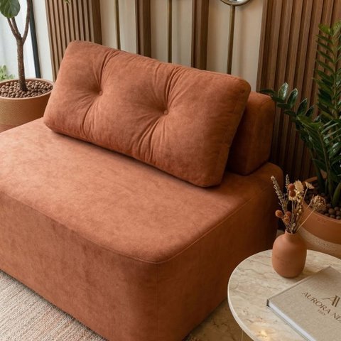 Sofá Modular Cielo 120cm Recepção Loja Sala de Estar Bouclê Terracota - Vimont Moveis