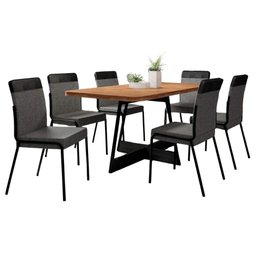 Conjunto Jantar Mesa Retangular + 6 Cadeiras Duo Grafite Np - 2