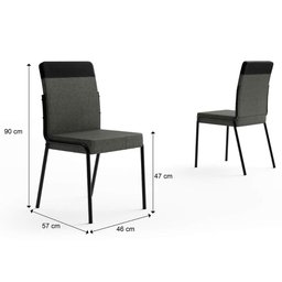 Conjunto Jantar Mesa Retangular + 6 Cadeiras Duo Grafite Np - 9