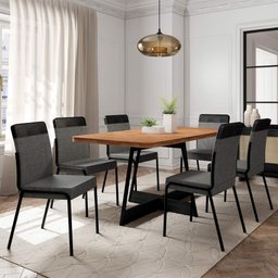 Conjunto Jantar Mesa Retangular + 6 Cadeiras Duo Grafite Np - 1