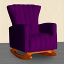 Ver imagem 2 de Poltrona Balanço C/ Puff Melinda Veludo Roxo - Lm Decor