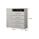 Ver imagem 2 de Cômoda Diamante 4 Gavetas com Sapateira MDF Puxador Madeira Branco Leifer Móveis