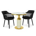 Ver imagem 1 de Conjunto Mesa de Jantar Redonda Imperial 70cm Branca com 2 Cadeiras Estofadas Marcela - Preto