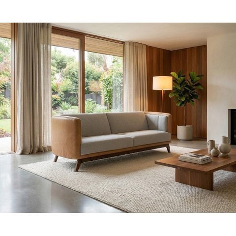 Sofá Dekorien Luminne 230cm Corano Marrom Linho Elite Sala