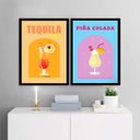Ver imagem 1 de Kit 2 Quadros para Bar - Coquetéis Alcoólicos 24x18cm - com Vidro:moldura Preta
