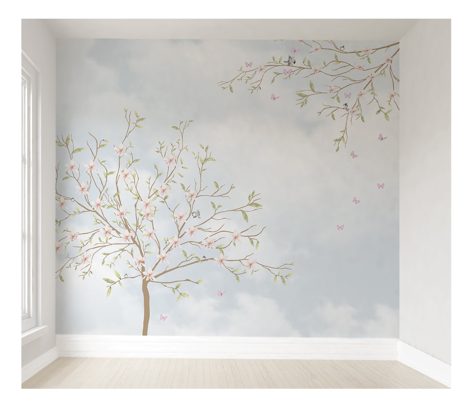 Papel de parede infantil árvore menina quarto de bebê M² PP12