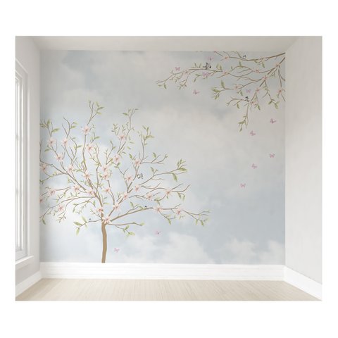 Papel de parede infantil árvore menina quarto de bebê M² PP12