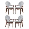 Kit 4 Cadeiras de Jantar Estofada com Braço Florence 45x94Cm Madeira Maciça Linho Bege Cru L71 - RMI - 1