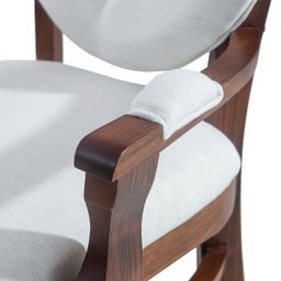 Kit 4 Cadeiras de Jantar Estofada com Braço Florence 45x94Cm Madeira Maciça Linho Bege Cru L71 - RMI - 3