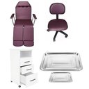 Ver imagem 1 de Kit Cadeira Podologia Vinho Mocho Armário e Brinde Fiscomed Kit para Podologia