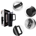 Ver imagem 2 de Copo Térmico Grande Cor Preto 1200 Ml Canudo Parede Dupla