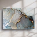 Ver imagem 2 de Quadro Decorativo Abstrato Azul com Dourado