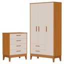 Ver imagem 1 de Jogo de Quarto Infantil Flip Guarda Roupa 3 Portas e Cômoda 4 Gavetas Areia Fosco/savana - Reller M
