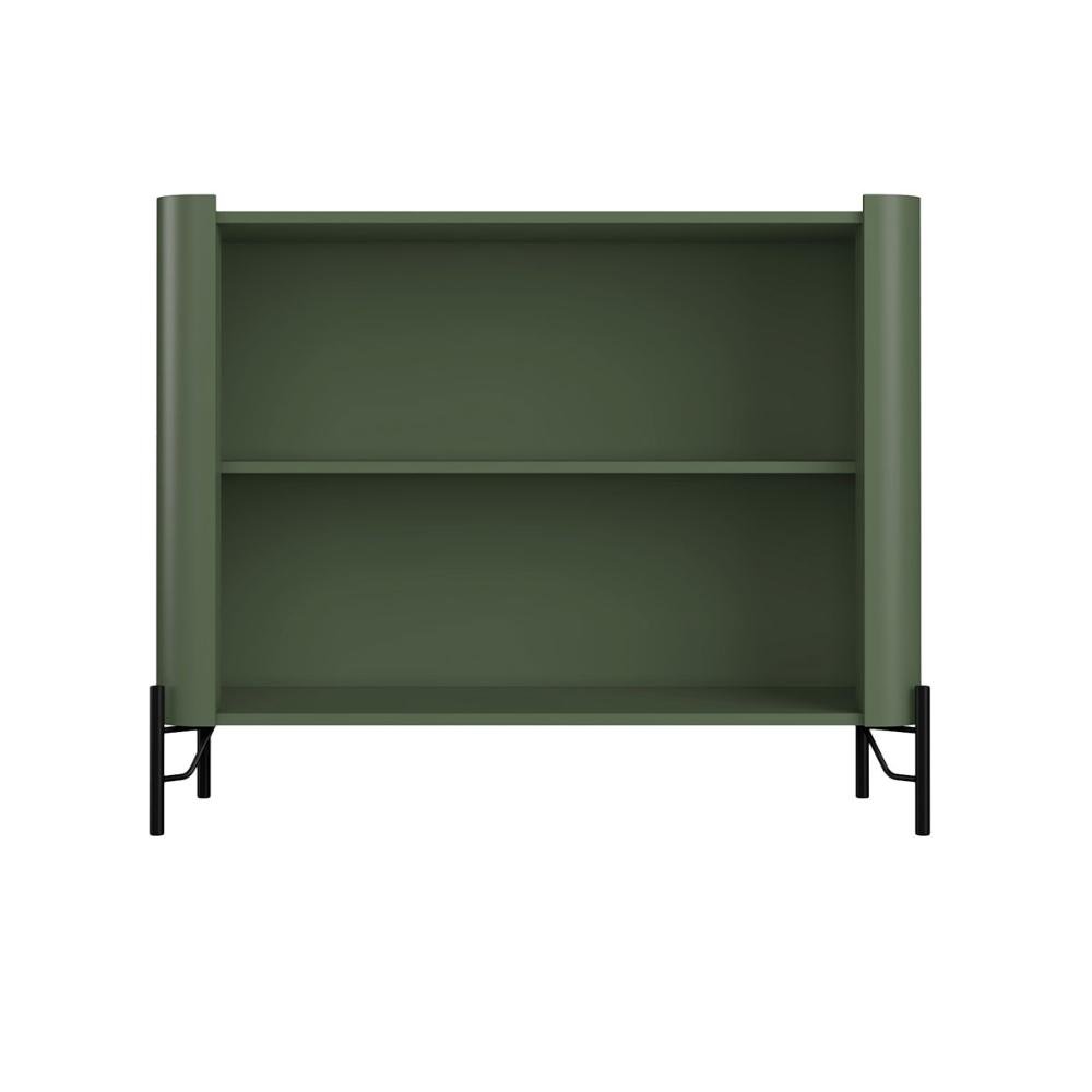 Balcão Buffet 98,5cm P/ Sala Porta Brise 100% Mdf Pés Metal Cor:musgo com Preto - 4