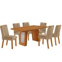 Ver imagem 2 de Mesa de Jantar Carolina 180cm Tp MDF Canto Copo Base Detalhe Off White com 6 Cadeiras Milena