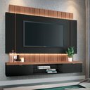Ver imagem 2 de Estante Home Suspenso Fusion 1.8m para Sala de Tv Preto/ Nature - Bela Móveis