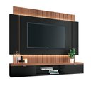 Ver imagem 1 de Estante Home Suspenso Fusion 1.8m para Sala de Tv Preto/ Nature - Bela Móveis
