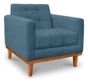 Ver imagem 3 de Poltrona Decorativa Ana Linho Confortável Base de Madeira Linho Azul Bz
