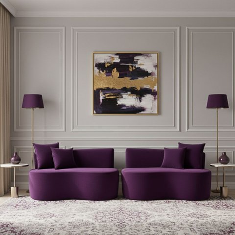 Kit 02 Sofá Decorativo Curvo Orgânico Nature Gaia Veludo Veludo Roxo - Montanaris Decor