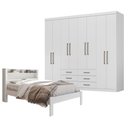 Ver imagem 1 de Guarda Roupa Casal 8 Portas 6 Gavetas Master e Cama Casal Invicta Branco Brilho - Santos Andirá