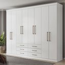 Ver imagem 6 de Guarda Roupa Casal 8 Portas 6 Gavetas Master e Cama Casal Invicta Branco Brilho - Santos Andirá