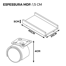 Suporte com Rodas: para Cpu /cpu Gamer - Escritório- Branco - 2
