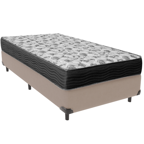 Cama Box e Colchão Iso100 Espuma D33 Solteiro Ortobom: Bege