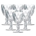 Ver imagem 1 de Jogo 6 Taças Vinho e Água Vidro Diamond Transparente 340ml - Vivaflor Decor