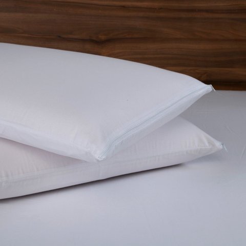 Capa Protetora Impermeável para Travesseiro 1 Peça 70x50cm 180 Fios 100% Algodão com Zíper ? Branca,